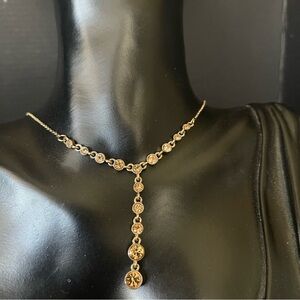 Monet gold tone vintage champagne gem necklace